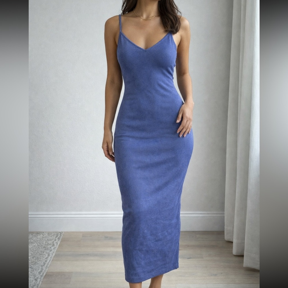 100% cashmere vintage Janet Reger London Elegant Periwinkle Women's slip Dress